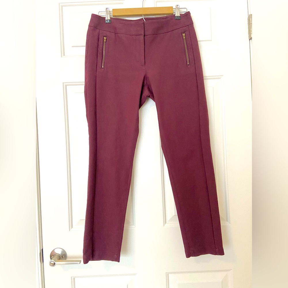 Office Siren Burgundy Ankle-Length Trousers